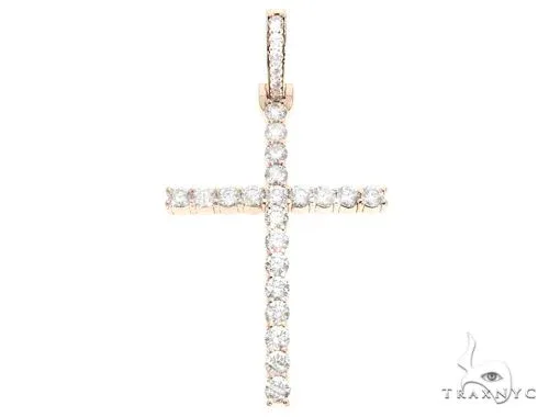 RINA - For Him FACTORY Custom 14K Rose Gold Prong Diamond Cross Pendant 65248 in Rose Gold – Pendant