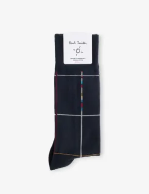 PAUL SMITH Signature Check Cotton-Blend Socks
