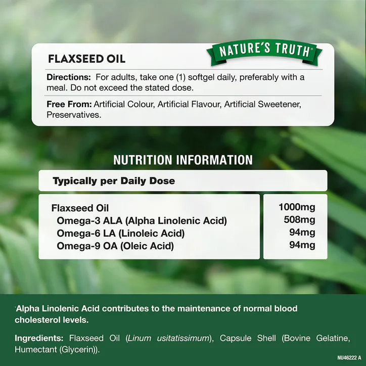 Nature's Truth Flaxseed Oil 1000mg - 60 Softgels detail 3