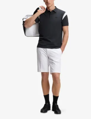 BOSS Brand-Embroidered Short-Sleeved Stretch-Cotton Polo Shirt detail 2