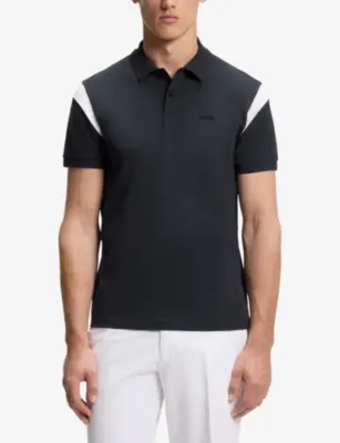 BOSS Brand-Embroidered Short-Sleeved Stretch-Cotton Polo Shirt detail 3