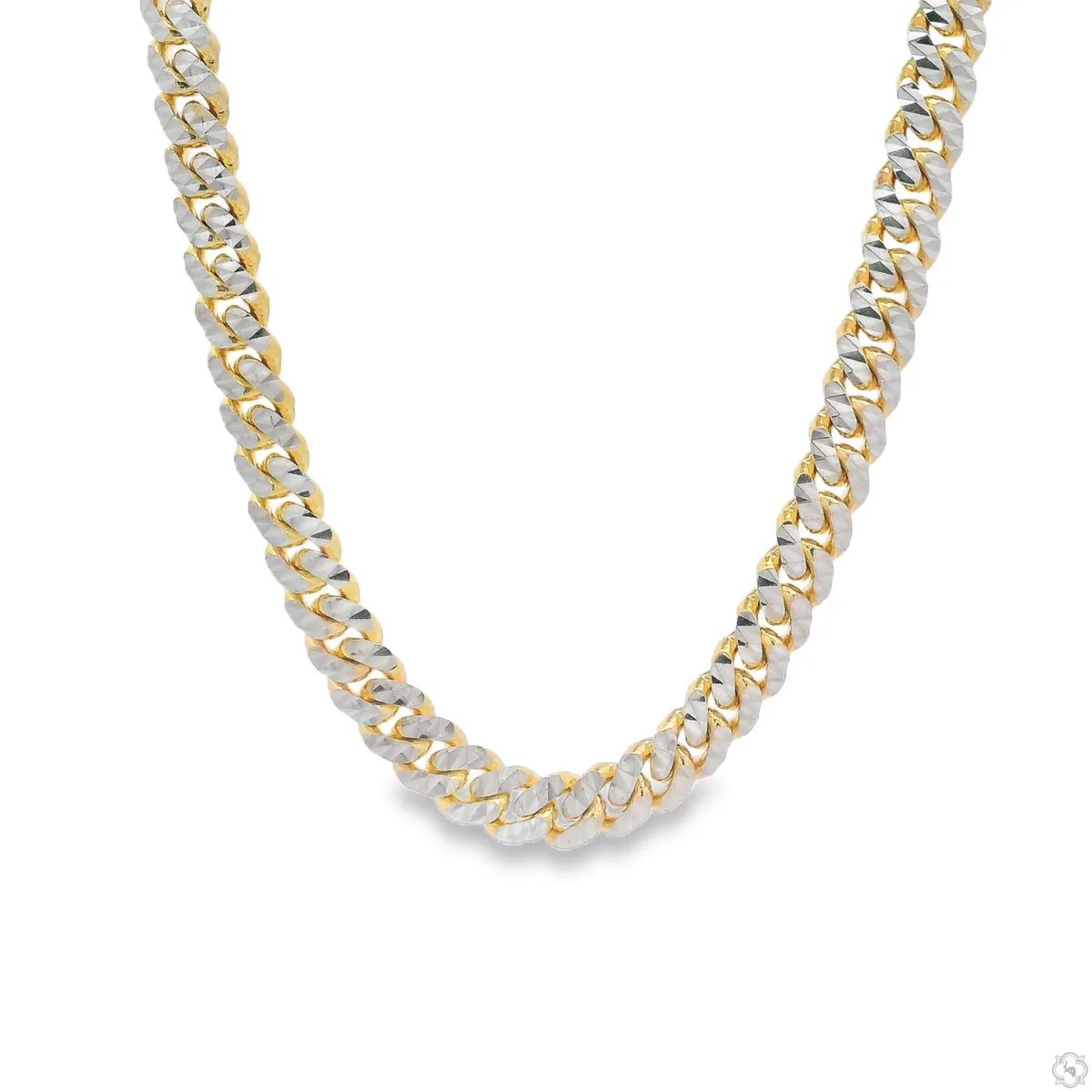 JALGAS - AMERICAS GOLD 14k Gold Two Tone Diamond Cut Miami Cuban Link Chain 70324 in Yellow – Chain