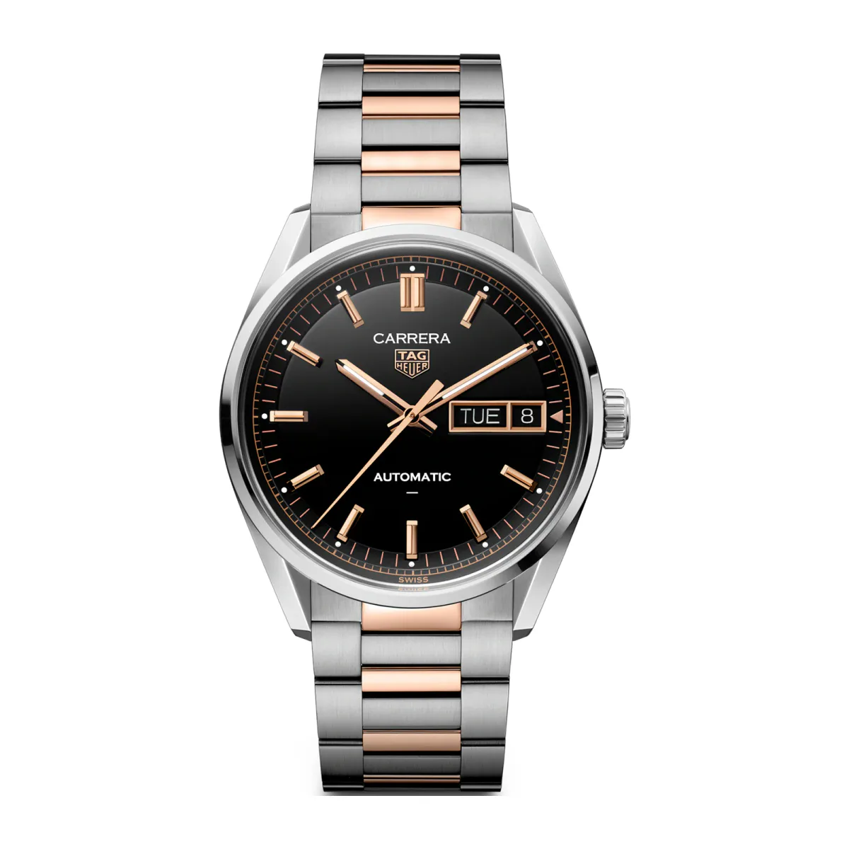 TAG Heuer Carrera Day-Date 41mm Mens Watch Black Rose Gold