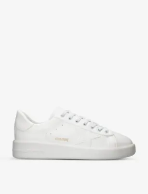 GOLDEN GOOSE Pure Star star-embroidered faux-leather low-top trainers - EUR 43 / 9 UK MEN in WHITE – Mens | Trainers | Lace up trainers
