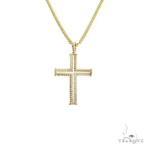 MARYAM - For Him FACTORY CONSCIOUS 14K Gold Diamond Cuban Cross Set 66619 in Rose / 18 Inches – Pendant Set