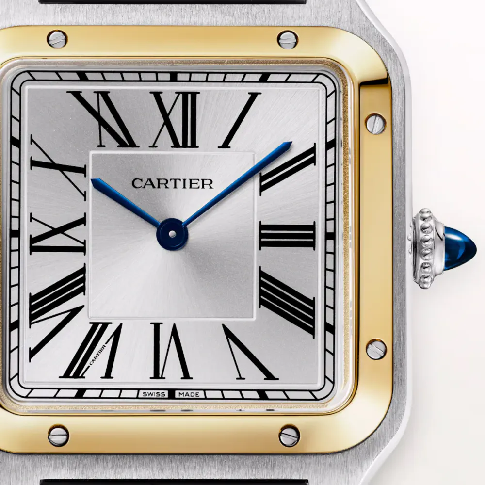 Cartier Santos-Dumont watch, large model, high-autonomy quartz movement detail 2