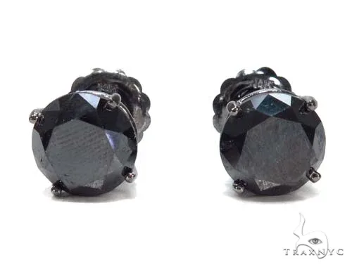 RINA - For Him FACTORY Prong Black Diamond Earrings 43159 in Rose Gold – Earrings