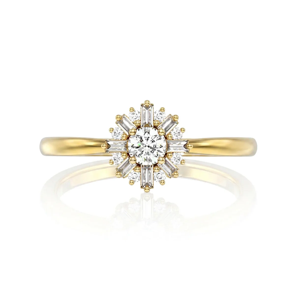 For Him Round Floral Baguette Diamond Ring