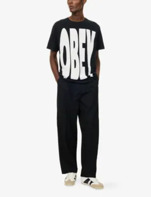 OBEY Dean Pleated Woven Trousers in BLACK, additional product view 2