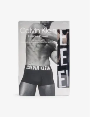 CALVIN KLEIN Branded-waistband pack of three stretch-woven trunks