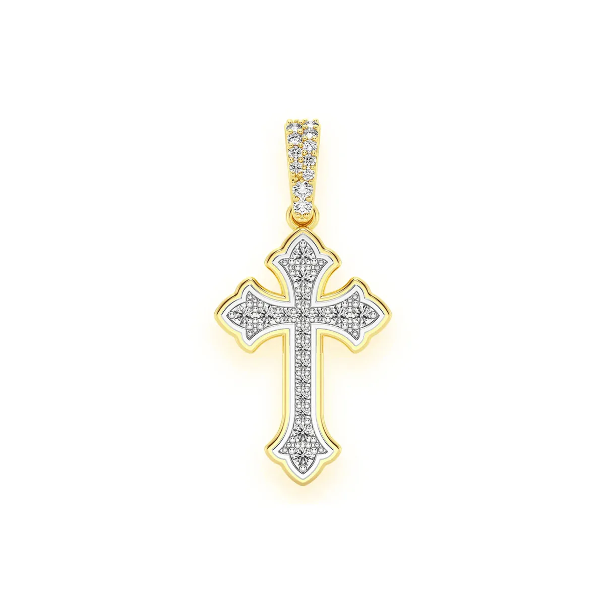 For Him Rounded Cross Diamond Pendant in Yellow Gold / Natural Diamond – Pendant
