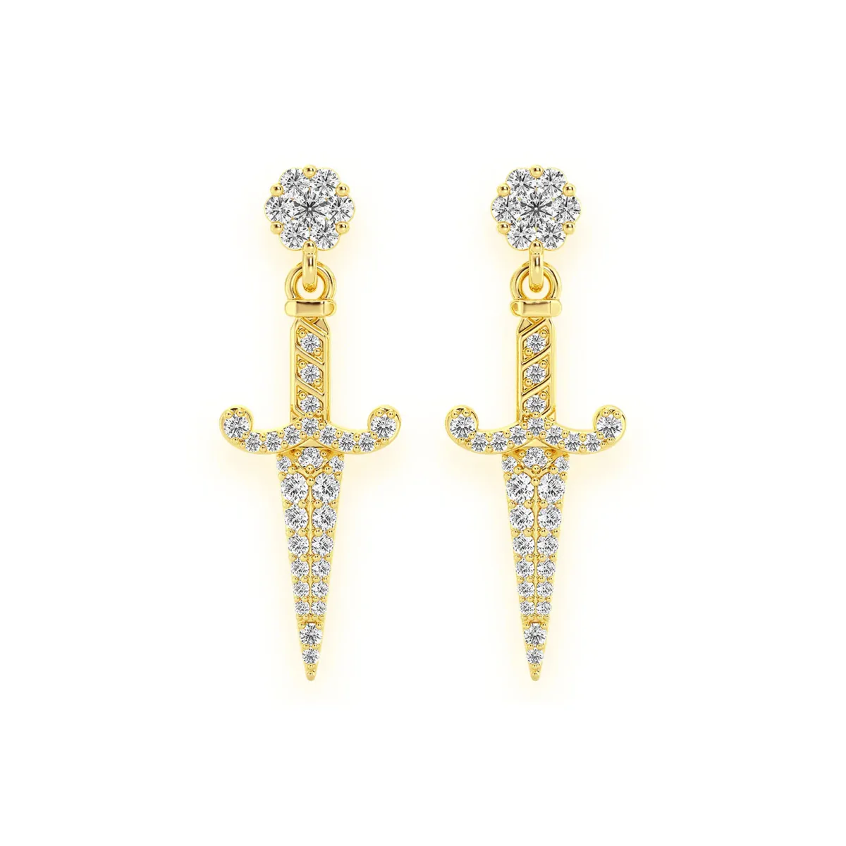 For Him Ancient Sword Diamond Drops in Yellow Gold / Natural Diamond – Earring