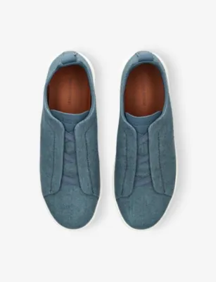 ZEGNA Triple Stitch Woven Low-Top Trainers - EUR 41 / 7 UK MEN in BLUE, additional product view 2