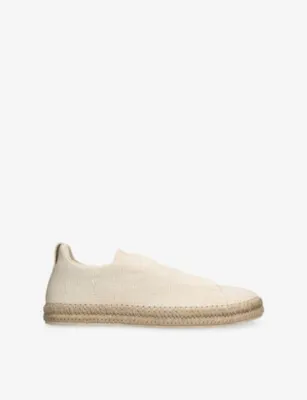 ZEGNA Triple Stitch Woven Low-Top Trainers - EUR 41 / 7 UK MEN in Beige – Mens | Trainers | Lace up trainers