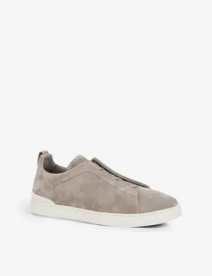 ZEGNA Triple Stitch contrast-sole suede low-top trainers - EUR 39 / 5 UK MEN in GREY/LIGHT, additional product view 3