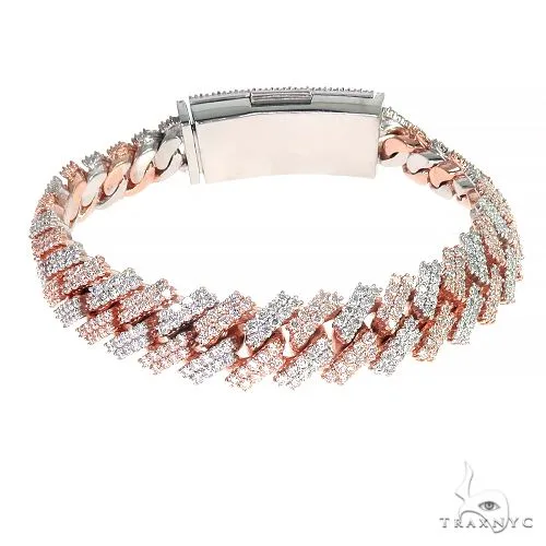 AHMED - MOON JEWELRY 2 Tone Prong Set Diamond Cuban Bracelet 66928