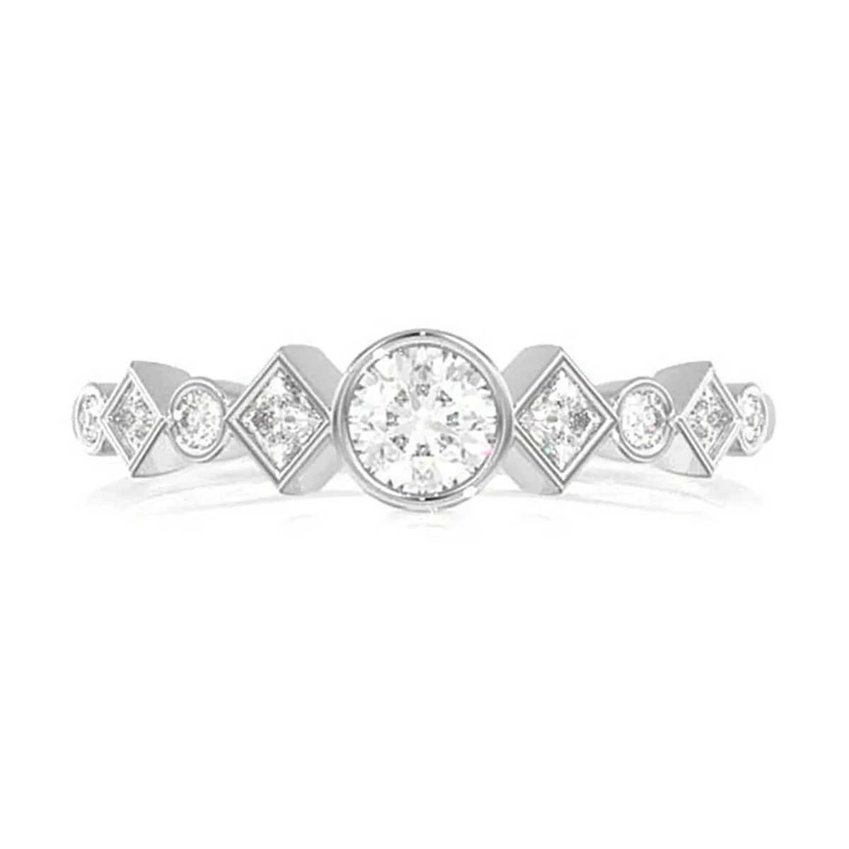 For Him Nine Stone Round & Princess Diamond Ring in Rose Gold / Lab Grown Diamond – Ring