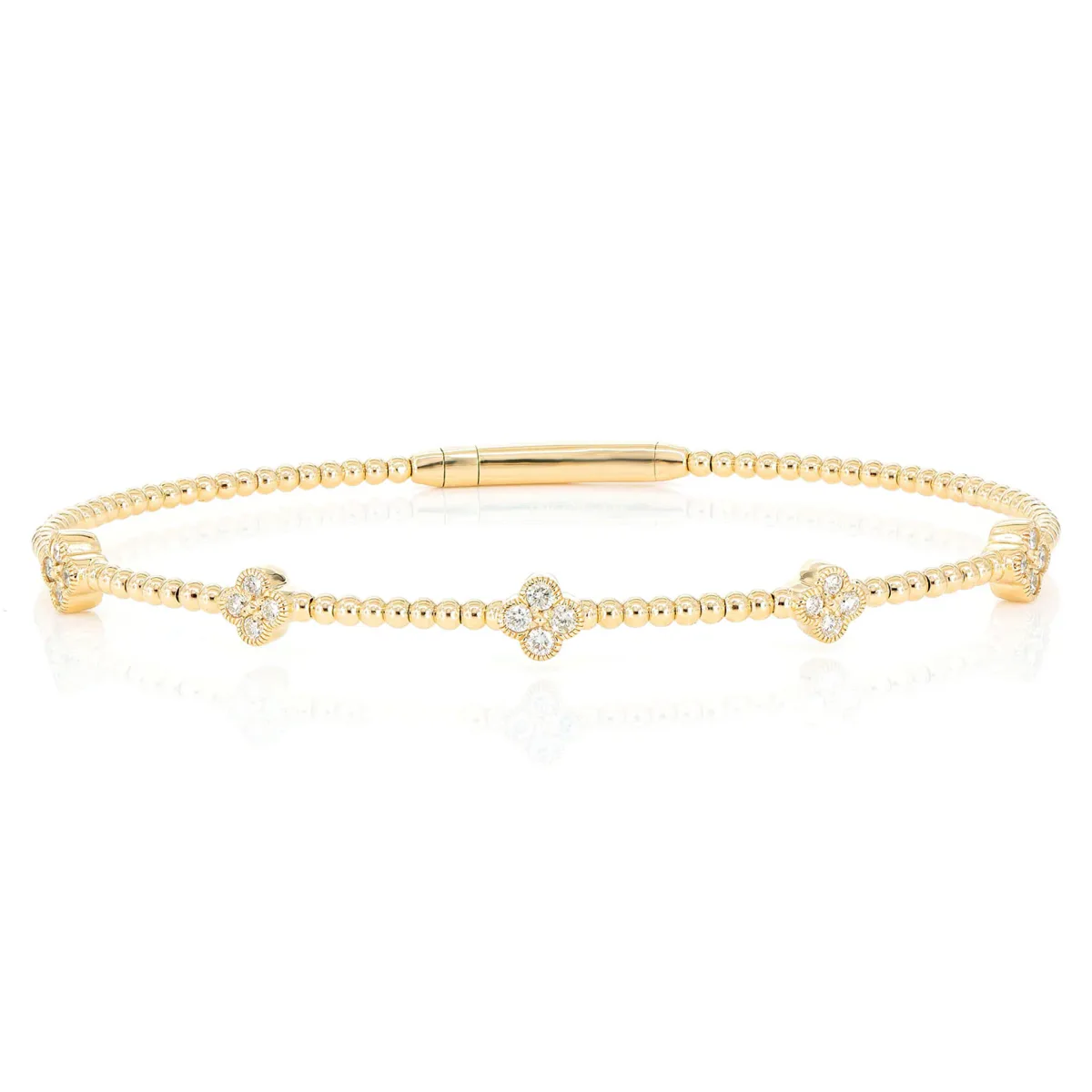 For Him Milgrain Clover Diamond Flex Bangle Bracelet in 0.33ctw / Rose Gold / Medium – Bracelet