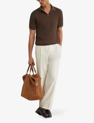 REISS Sailor Ribbed Open-Collar Stretch-Knit Polo detail 2