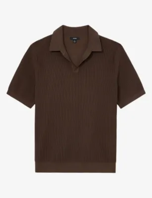 REISS Sailor Ribbed Open-Collar Stretch-Knit Polo