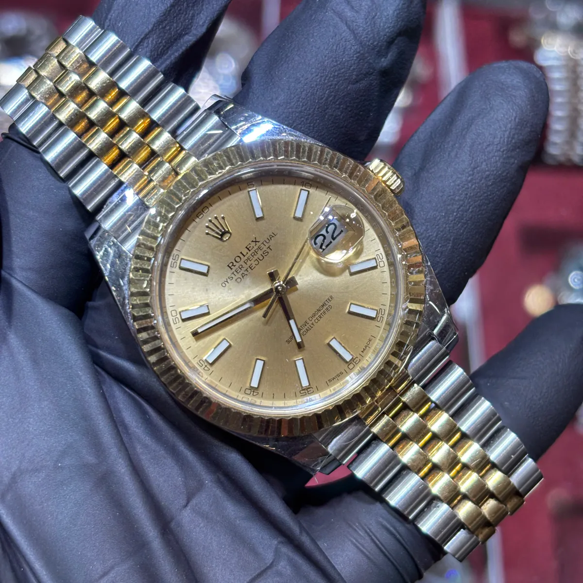 ANKUR - For Him WATCHES 2017 Rolex Datejust 41mm | Champagne Stick Dial | Two Tone Yellow Gold – Watch