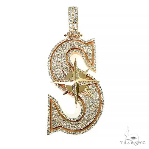RINA - For Him CUSTOM Custom Made Baseball 'S' Diamond Pendant 66644 in Rose Gold – Pendant