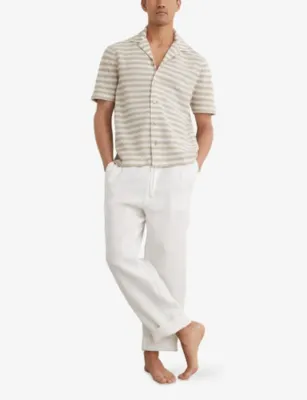 REISS Island Striped Crochet Cotton-Blend Shirt detail 2