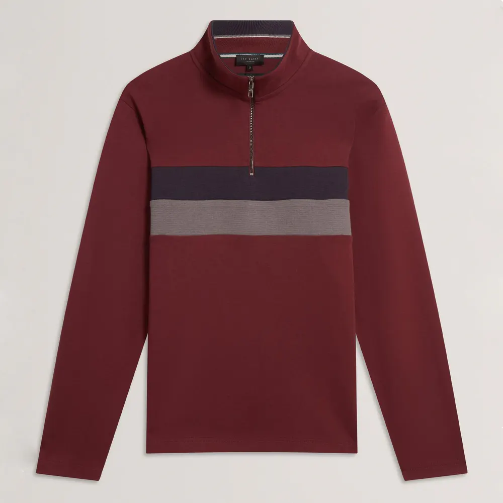 Ted Baker Men's 1/4 Zip Fleece in Oxblood – Clothing