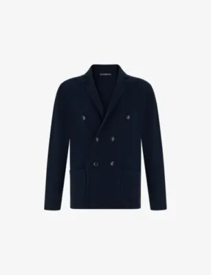 BOGGI MILANO Double-Breasted Knitted Cotton Jacket