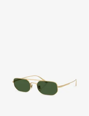 OLIVER PEOPLES OV1351S 1989C Angular-Frame Steel Sunglasses detail 2
