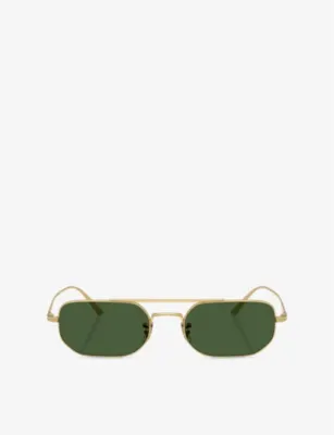 OLIVER PEOPLES OV1351S 1989C Angular-Frame Steel Sunglasses