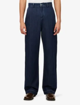 7 FOR ALL MANKIND Wide Leg Cotton And Linen Blend Chino Denim Jeans detail 3