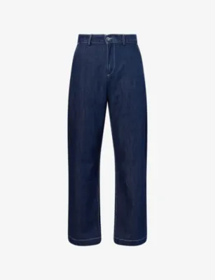 7 FOR ALL MANKIND Wide Leg Cotton And Linen Blend Chino Denim Jeans