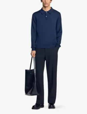 SANDRO Long-Sleeved Knitted Polo Shirt detail 2
