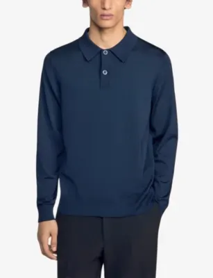 SANDRO Long-Sleeved Knitted Polo Shirt detail 3