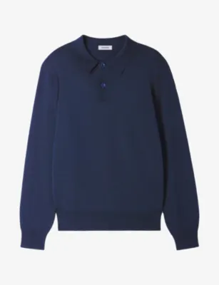 SANDRO Long-Sleeved Knitted Polo Shirt