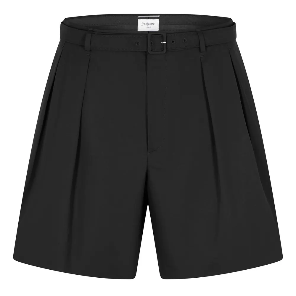 Saint Laurent Men's Pleat Woven Tracksuit Shorts