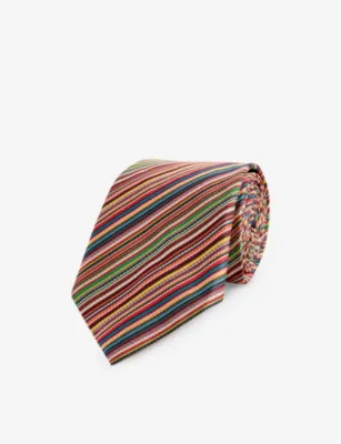 PAUL SMITH Stripe-print wide-blade silk tie