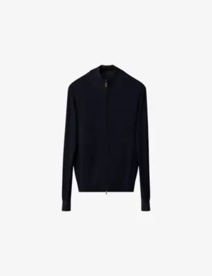 ETON Zip-Up Knitted Wool Cardigan - Navy blue detail 2