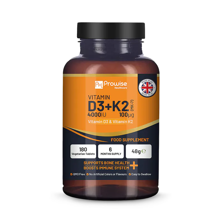 Prowise Healthcare Vitamin D3 4000IU & K2 MK7 100¬µg Vegetarian Tablets I 180 ( 6 Months Supply)