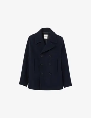 SANDRO Double-breasted peak-lapel wool-blend coat
