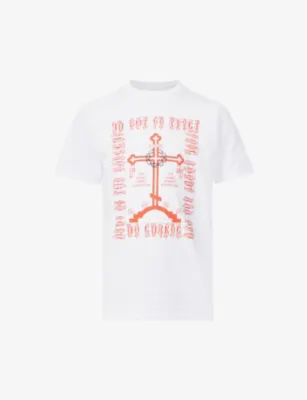 BADDEST SKATE SHOP Byzantine Cross graphic-print cotton-jersey T-shirt