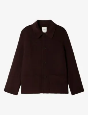 SANDRO Side-Pocket Wool-Blend Worker Jacket - CHOCOLATE