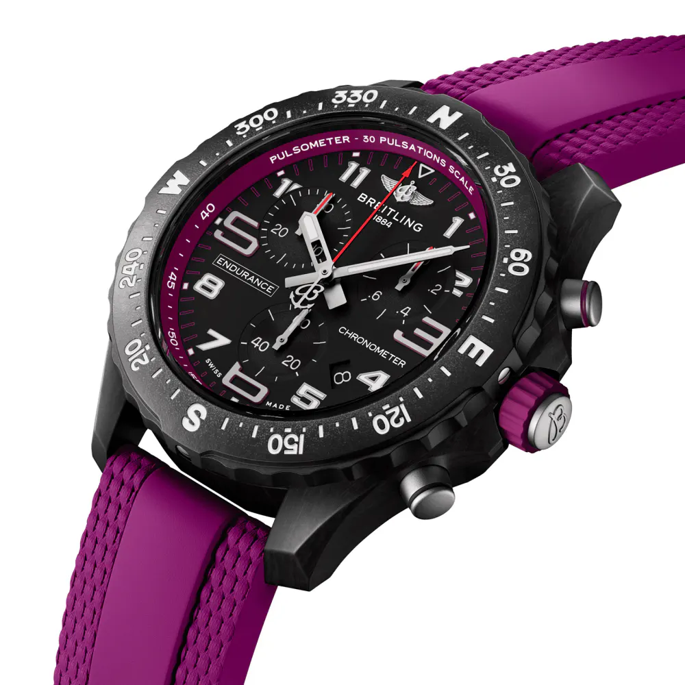Breitling Endurance Pro 38mm Unisex Watch Purple Rubber in Black, additional product view 3
