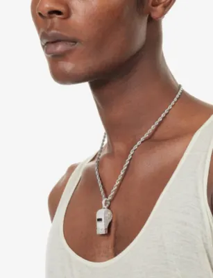 GLD Iced Functioning Whistle Rhodium-Plated Pendant detail 3