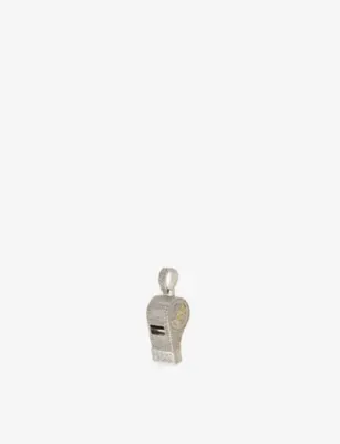 GLD Iced Functioning Whistle Rhodium-Plated Pendant