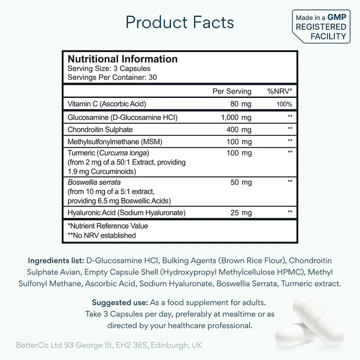 Bettervits Glucosamine Complex with MSM & Turmeric 90 Capsules detail 3