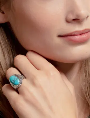 THOMAS SABO Arizona sterling-silver and faux-turquoise signet ring - S detail 2