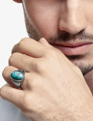 THOMAS SABO Arizona sterling-silver and faux-turquoise signet ring - S detail 3