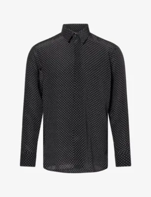 TOM FORD Geo-Print Classic-Collar Silk Shirt - 15.75